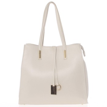 Velká kožená kabelka přes rameno světle béžová - ItalY Nitsa