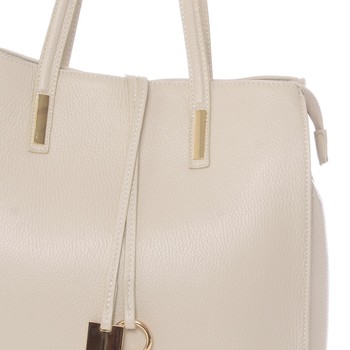 Velká kožená kabelka přes rameno světle béžová - ItalY Nitsa