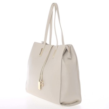 Velká kožená kabelka přes rameno světle béžová - ItalY Nitsa