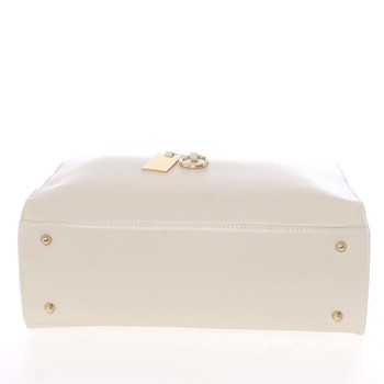 Velká kožená kabelka přes rameno světle béžová - ItalY Nitsa