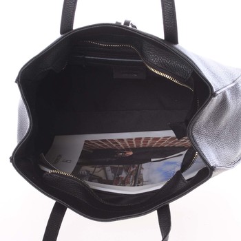 Velká kožená kabelka přes rameno černá - ItalY Nitsa