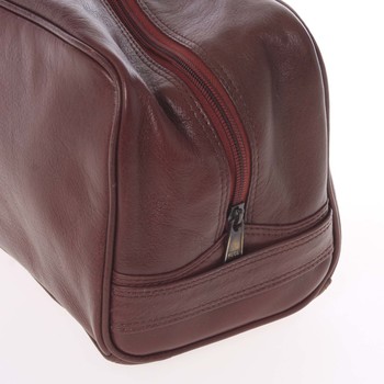 Pánská hnědá kožená kosmetická taška - E680