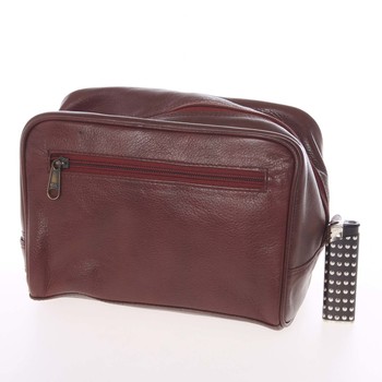 Pánská hnědá kožená kosmetická taška - E680