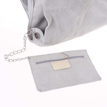 Velká dámská kožená kabelka přes rameno světle šedá - ItalY Ocypete