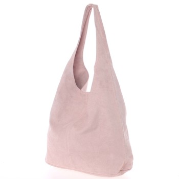 Velká dámská kožená kabelka přes rameno světle růžová - ItalY Ocypete