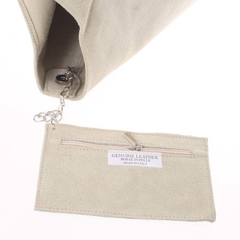 Velká dámská kožená kabelka přes rameno světle béžová - ItalY Ocypete