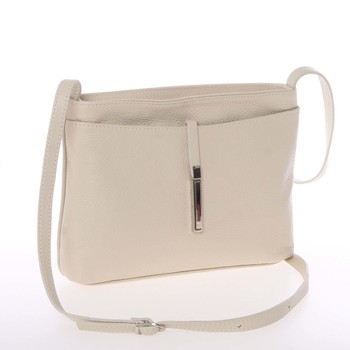 Dámská kožená elegantní crossbody kabelka světle béžová - ItalY Niobe