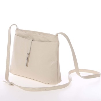 Dámská kožená elegantní crossbody kabelka světle béžová - ItalY Niobe