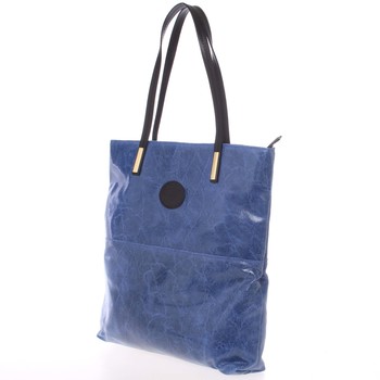 Velká kožená kabelka přes rameno tmavě modrá - ItalY Obelia