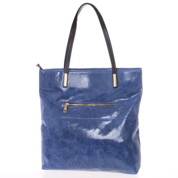 Velká kožená kabelka přes rameno tmavě modrá - ItalY Obelia