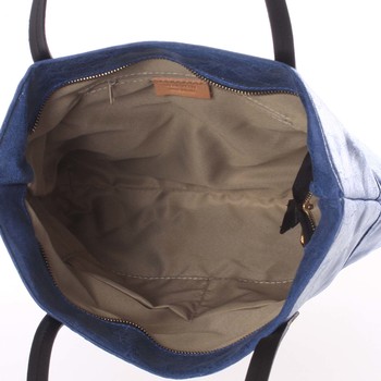 Velká kožená kabelka přes rameno tmavě modrá - ItalY Obelia