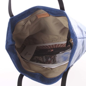 Velká kožená kabelka přes rameno tmavě modrá - ItalY Obelia