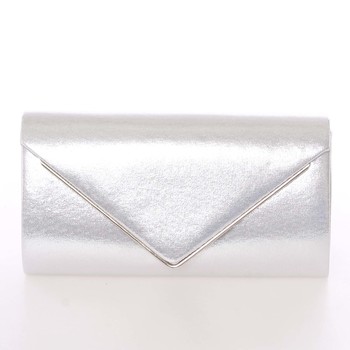 Moderní saténové dámské psaníčko stříbrné s glitterem - Delami D697