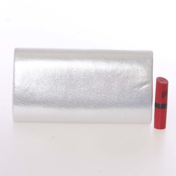 Moderní saténové dámské psaníčko stříbrné s glitterem - Delami D697