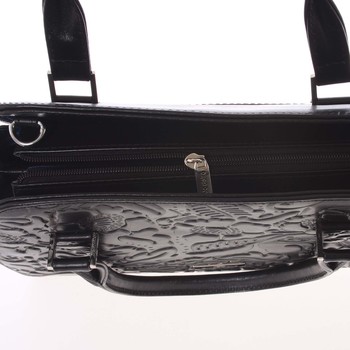 Luxusní černá kožená kabelka se vzorem - Annie Claire 1712