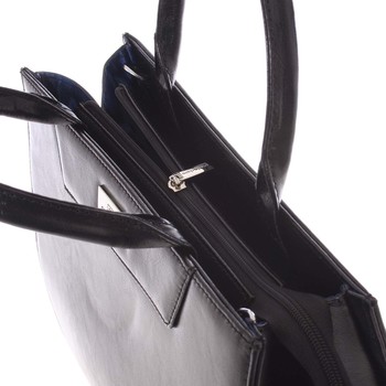 Větší elegantní černá kožená kabelka - Annie Claire 1312