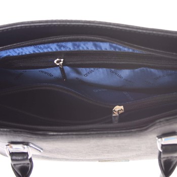 Pevná luxusní černá kožená kabelka saffiano - Annie Claire 2912