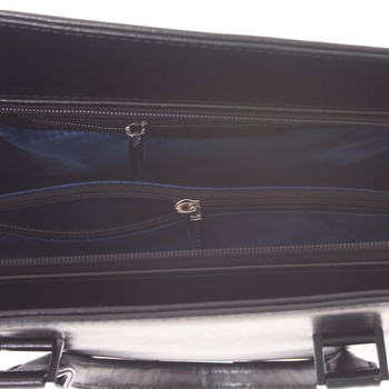 Pevná luxusní černá kožená kabelka - Annie Claire 2212