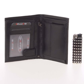 Volná prošívaná pánská kožená peněženka černá - Bellugio OnDry
