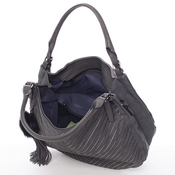 Módní dámská šrafovaná kabelka šedá - MARIA C Abbigail