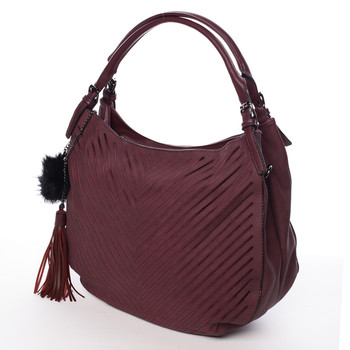 Módní dámská šrafovaná kabelka červená - MARIA C Abbigail