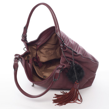Módní dámská šrafovaná kabelka červená - MARIA C Abbigail