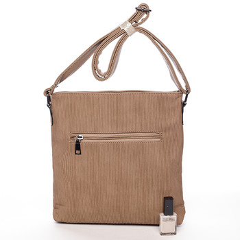 Trendy vroubkovaná crossbody kabelka taupe - Delami Raelyn