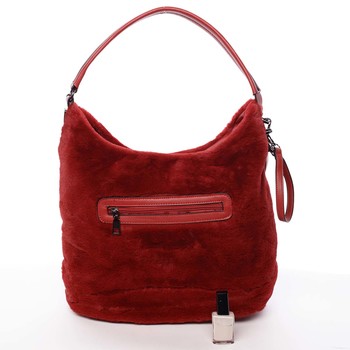 Elegantní dámská kožešinová kabelka červená - MARIA C Janiyah