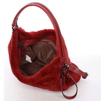 Elegantní dámská kožešinová kabelka červená - MARIA C Janiyah