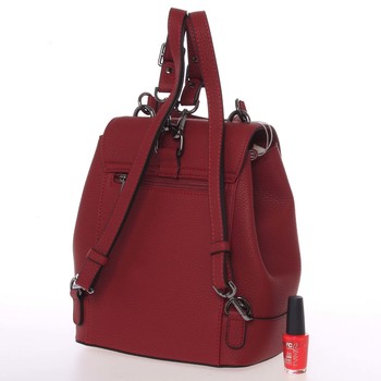 Luxusní strukturovaný dámský batůžek tmavě červený - Hexagona Jurry