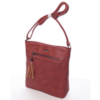 Elegantní vzorovaná crossbody kabelka vínová - Silvia Rosa Saranda