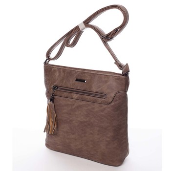 Elegantní vzorovaná crossbody kabelka tmavá camel - Silvia Rosa Saranda