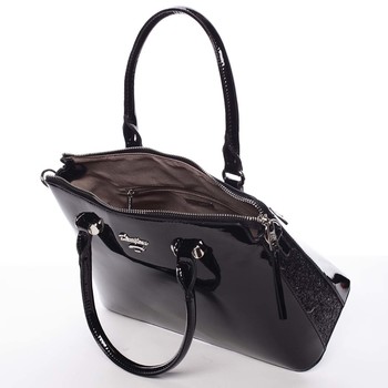Elegantní lakovaná černá dámská kabelka - David Jones Belen