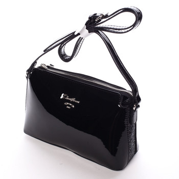 Luxusní dámská lakovaná crossbody kabelka s glitterem černá - David Jones Petrina