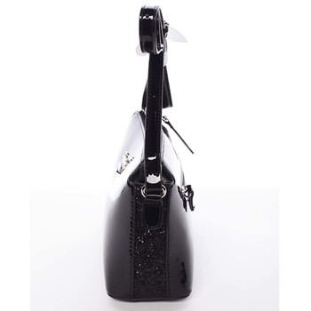 Luxusní dámská lakovaná crossbody kabelka s glitterem černá - David Jones Petrina