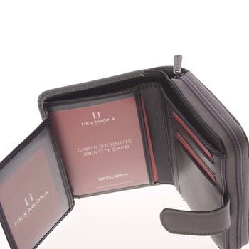 Luxusní dámská dvoudílná šedá peněženka saffiano - HEXAGONA Ritsa