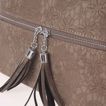 Luxusní střední dámská crossbody kabelka tmavá taupe - Silvia Rosa Teny