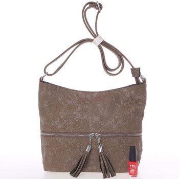 Luxusní střední dámská crossbody kabelka tmavá taupe - Silvia Rosa Teny