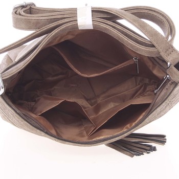 Luxusní střední dámská crossbody kabelka tmavá taupe - Silvia Rosa Teny