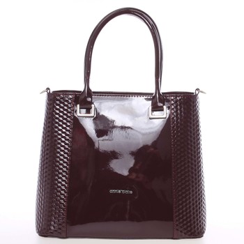 Dámská lakovaná vínová kabelka se vzorem - Annie Claire 7081