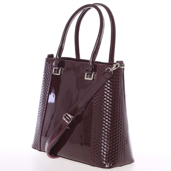 Dámská lakovaná vínová kabelka se vzorem - Annie Claire 7081