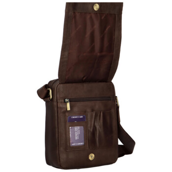 Pánská kožená taška přes rameno tmavě hnědá - SendiDesign Kartol