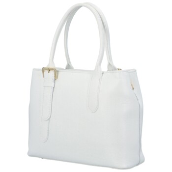 Dámská kožená kabelka do ruky bílá - Delami Solida