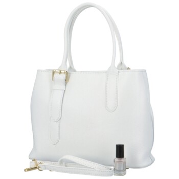 Dámská kožená kabelka do ruky bílá - Delami Solida