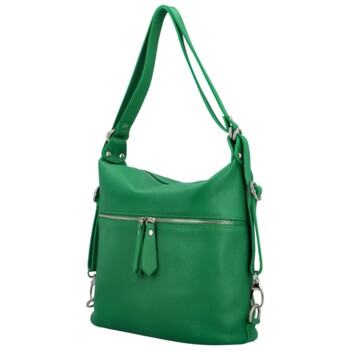 Dámský kožený kabelko/batoh zelený - Delami Teresa