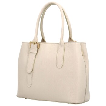 Dámská kožená kabelka do ruky béžová - Delami Solida