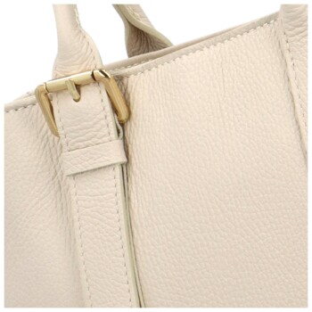 Dámská kožená kabelka do ruky béžová - Delami Solida