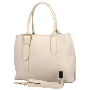 Dámská kožená kabelka do ruky béžová - Delami Solida