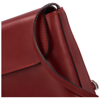 Dámská kožená crossbody kabelka tmavě červená - Delami Walli