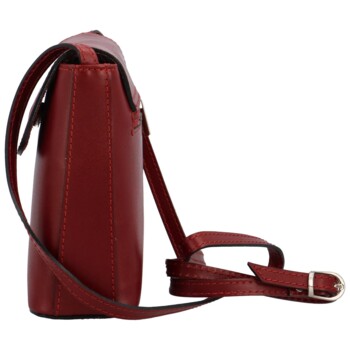 Dámská kožená crossbody kabelka tmavě červená - Delami Walli